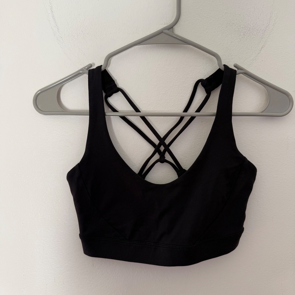 Prana Womens XS Black Strappy‎ Racerback Keyhole V-Neck Sports Bra Activewear